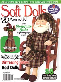 SOFT DOLLS & ANIMALS~January 2014 cloth doll patterns~techniques~tips magazine 